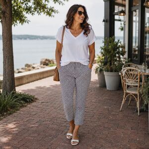 New York & CO 7th Avenue Cropped Ankle Pants Women's Sz 6 Geometric Print 4-Pkt
